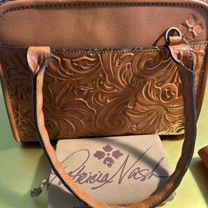 Patricia Nash Brown Tooled Leather Satchel